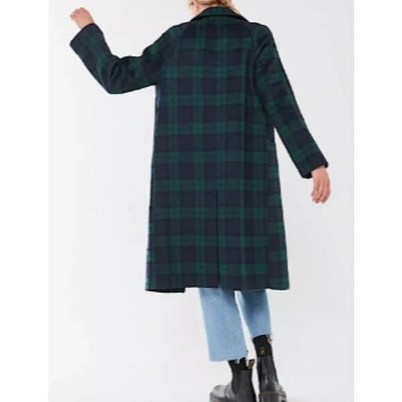 Anthropologie Avec Les Filled Long Plaid Trench Coat Old Money Sz Med. NWT $289 - Picture 2 of 9